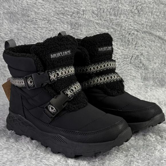 Mukluks Shoes - MUK LUKS Wren Boot Women's 6.5 Winter Snow Boot Black Water Repellent Bootie
